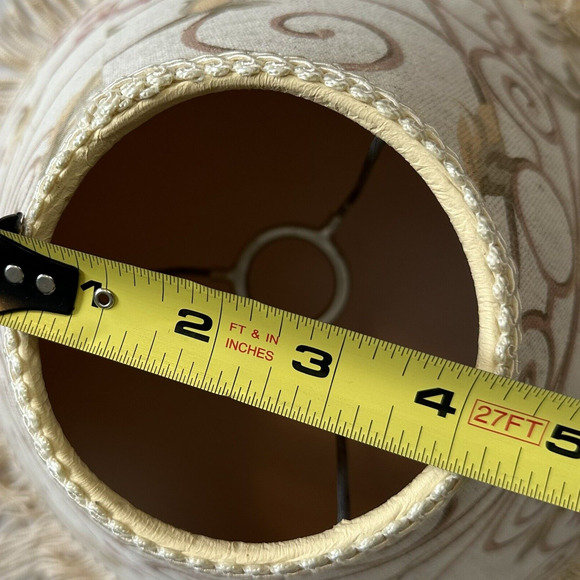 Vintage Lamp Shade Victorian Art Deco Style Fringe Scroll Floral Leaves 8.5" - Picture 9 of 12